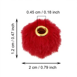 Tupalizy 50PCS Fluffy Faux Fur Pom Poms Beads Soft Fuzzy Spacers Beads for Bracelets Jewelry Making Keychains Pens Earrings Garland Headband Hats DIY Crafts Projects Gifts Accessories (Red)