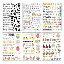 Ymoryiyi 6 Stück Osterkerzen Kerzenfolie (200+ Muster), Kerzentattoos für Ostern, Wasserschiebefolie Kerzen mit Wassertransferdruck, DIY Kerzen Dekoration, Geschenkidee für Osterfest