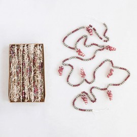 Creative Co-Op 72" L Box w/Candy Canes, Multi Color Glass Garlands, Red