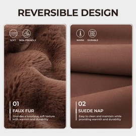 Luciphia Waterproof Pet Blanket Faux Fur Throw Blankets for Large Dogs Bed Cover Thick Reversible Puppy Couch Protector Plush Fluffy Brown (70"x50",Pack of 1)