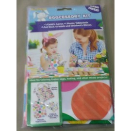 * EGGCESSORY KIT * EASTER APRON , PLASTIC DISPOSABLE TABLECLOTH COVER , GLOVES *