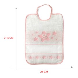 Baby Bib with Embroidery of Stars with Elastic Closure – 100% Cotton – 24 x 31.5 cm, pink