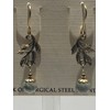 Silver Forest Leaf Swag with Bead Drop pierced Earrings NE-1993