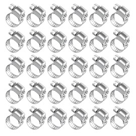 30PCS Stainless Steel Hose Clamps, 1/4" to 7/16" (6-12mm) Adjustable Worm Gear Fuel Line Clamp for Plumbing, Automotive And Mechanical Application