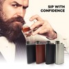 Brown PU Leather 8oz Grip Cap Pocket Flask + Funnel