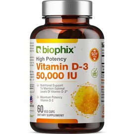 Biophix Vitamin D-3 50000 IU High-Potency 60 Vegetarian Capsules
