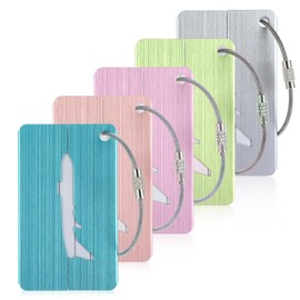 5 Pcs Luggage Tags for Suitcases Travel Tag with Name ID Card Perfect to Quickly Spot Luggage Suitcase Privacy Protection Travel Accessories Essential (5 Colors)