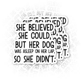 Set 3Pcs She Believed But Her Dog So She Didn't Sticker Funny Sarcastic Meme Humor Sticker Bookish Hard Hat Waterproof 2 Inches Die-Cut Vinyl for Water Bottle Laptop Phone for Friend Coworker Dad Mom