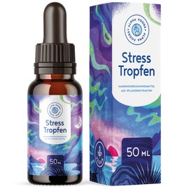 Stress Drops - Natural Stress Management & Relaxation with Myo-Inositol, Zinc, Adaptogenic Herbs, Roots & Fungi such as Schisandra, Rose Root, Reishi, Ashwagandha & B12 - Vegan - 50 ml Drops