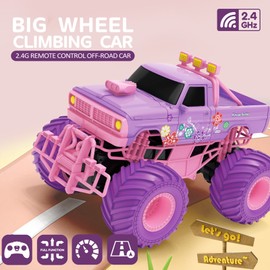 Remote Control Car for Girls 2.4GHz Pink Purple Remote Control Climbing Car Rechargeable Off-Road Car Toy with 2 Battery