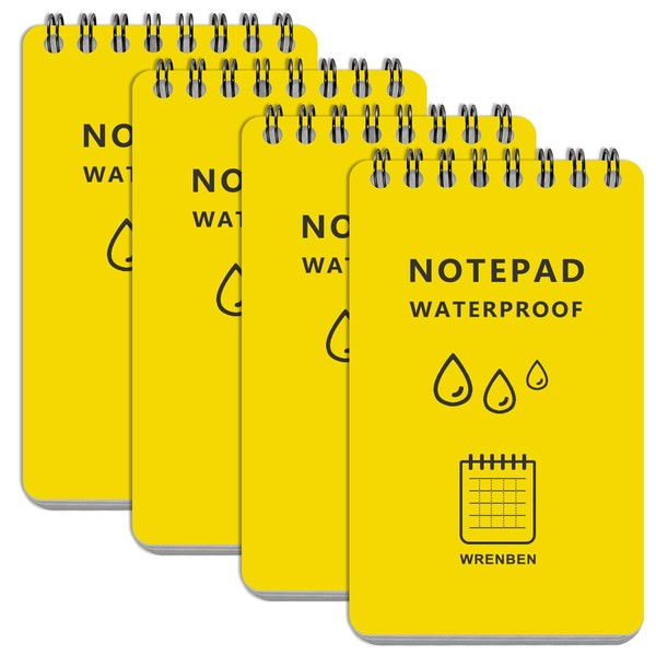 WRENBEN Weatherproof Top Spiral Notebook 3x5 Pocket Notepad with Waterproof