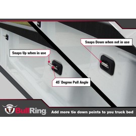 Bull Ring Angled Inner Bed Retractable Truck Bed Tie Down Anchors for 2007+ Chevy Silverado and GMC Sierra, 2015+ Chevy Colorado and GMC Canyon (2 Pairs)…