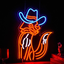 GNVETZLL Fox Neon Sign Dimmable LED Cowboy Fox Neon Light For Wall Decor USB Powered Fox Wears Hat Light Up Sign for Living Room Bar Art Wall Decor Gifts(Multicolour 16.7“*12.8”