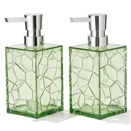 Hand Soap Dispenser Set Clear Acrylic Plastic Liquid Pump Bottles Refillable Lotion Dispenser for Bathroom Decoration Kitchen College Dorm Green 2 Pack