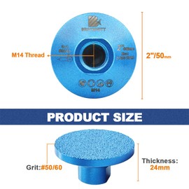 BRSCHNITT 2" Diamond Grinding Wheel #50/60 - for Grinding Shaping Polishing and Cleaning Tile Granite Marble Masonry Brick for M14 Angle Grinder