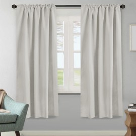 H.VERSAILTEX Blackout Curtains Thermal Insulated Window Treatment Panels Room Darkening Blackout Drapes for Living Room Back Tab/Rod Pocket Bedroom Draperies, 52 x 72 Inch, Ivory/Cream, 2 Panels