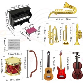 Miniature Accessories, 1/12 Dollhouse Accessories, Miniature Musical Instruments Set, Dollhouse Mini Musical Instrument Model, Miniature Dollhouse Set, Miniature Decorative Mini Dollhouse for