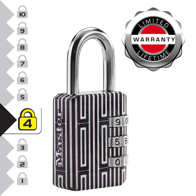 Master Lock Combination Lock - 30mm Combo Lock with Striped