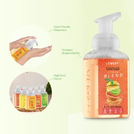 Foaming Hand Soap - Pack of 5 - Moisturizing Hand Soap with Aloe Vera & Essential Oils - Alcohol-Free Hand Wash in Citrus Blend, Lemon, Orange, Lime, Pink Grapefruit Fragrances for Kitchen & Bathroom
