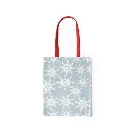 Le Jardin du Lin Printed Shopping Bag with Red Long Handles, Reusable, Foldable, Fabric Bag, Size: 34 x 40 cm