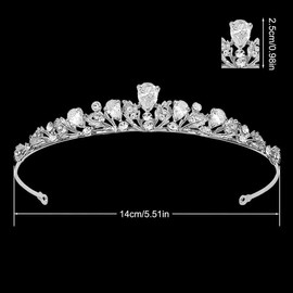 Amexo Wedding Bridal Crystal Tiara Crystal Princess Crown Queen Crown Decoration Crown Birthday Girls Tiara Women, Alloy, 1