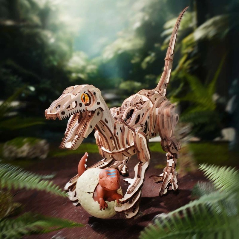 ROKR 3D Wooden Puzzle Velociraptor Dinosaur Toy DIY Mechanical Model