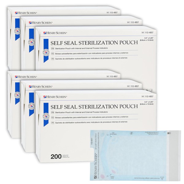 Henry Schein Self-Sealing Sterilization Pouches, Latex-Free, Built in Color Change
