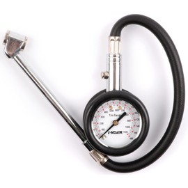 Koshihara KOSHIHARA KK599 Air Gauge Tire Gauge Tire Pressure Gauge with Hose for General Vehicles, Chuck Type, Measuring Range: 0-1,100 kPa/0-160 psi Minimum Scale 20 kPa/2psi Gauge Diameter 2.6