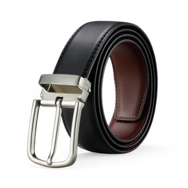 RNIEGA Men's Leather Belt, Belt Men's Length Can Be Shortened, Leather Belt for Men, Denim Belt Men for Work and Travel, 07black