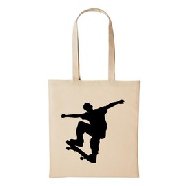 huuraa Jute Bag Skater Skating Skateboard Sports Gift Idea for Men and Women Cotton Bag for Friends and Family, beige