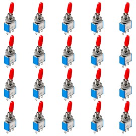 PerfectHD Mini Rocker Switch - Red Plastic Cap - Mini Switch - 3 Contacts - Rocker Switch - 6A 125V - 3A 250V - Blue - Set of 20 - 8 Variants