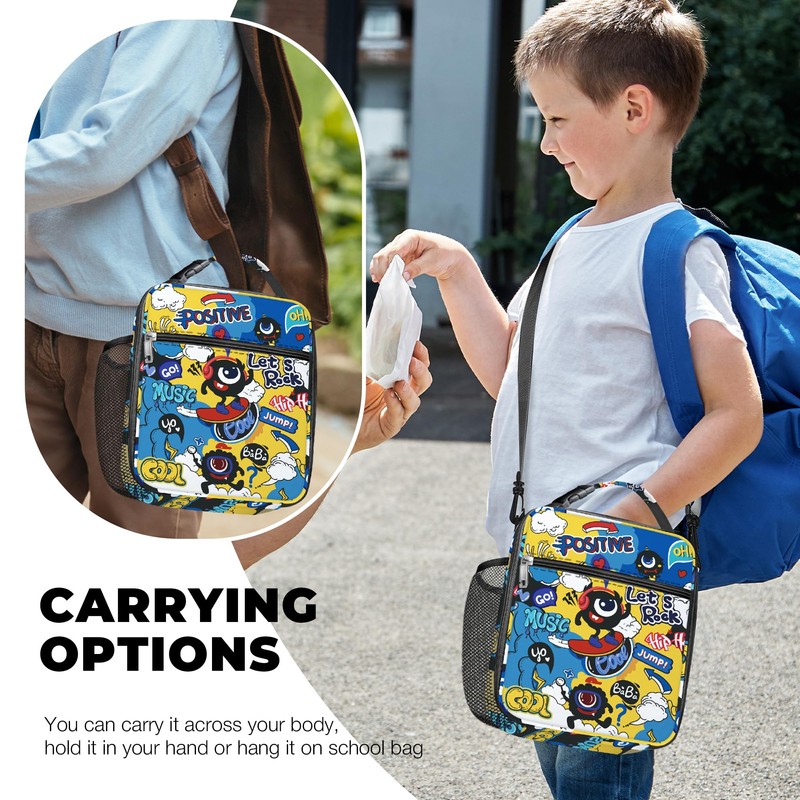 Clastyle Monster Insulated Kids Lunch Bag Large Thermal Cooler Bag