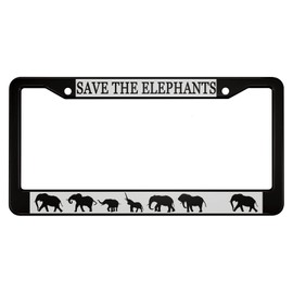 oFloral Save The Elephants Aluminum Alloy License Plate Frame Seven Elephants and Babies Walk One Direction in Different Poses Applicable to US Standard Car Metal Car Tag for Women Men(1 Pack)