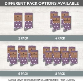 No Cold Feet Fun Colorful Novelty Socks for Men for Dress Casual Formal Groomsmen Wedding, Wisteria Purple Socks with White Polka Dots