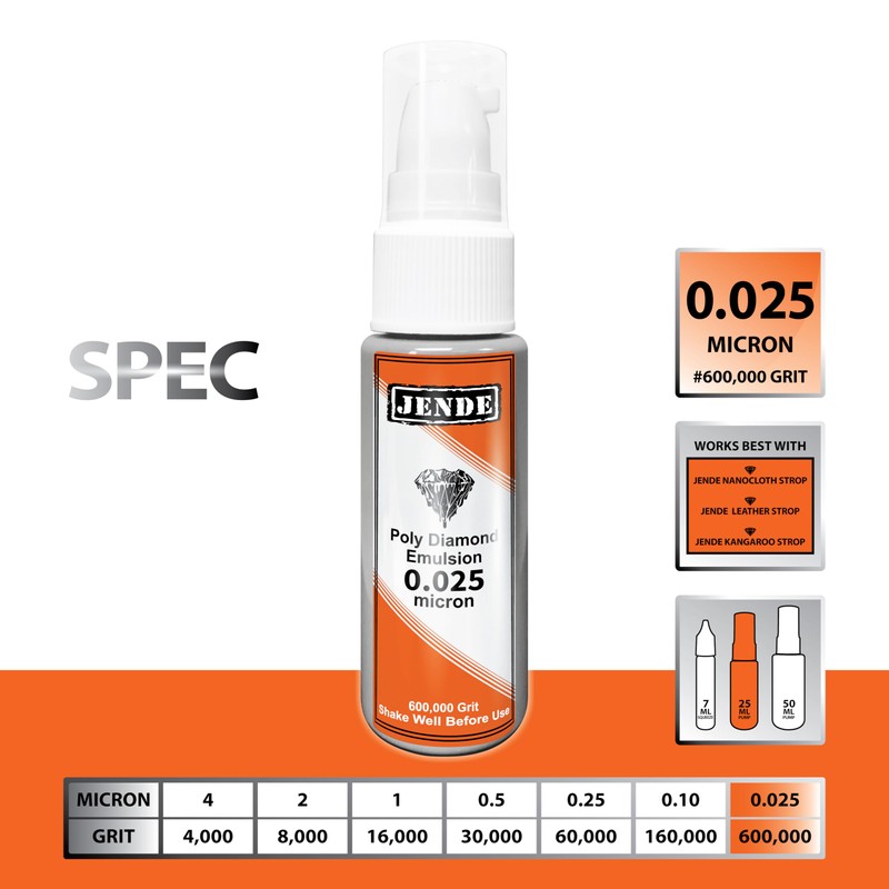 Jende 0.025 Micron Poly Diamond Stropping Emulsion 25ml | Knife