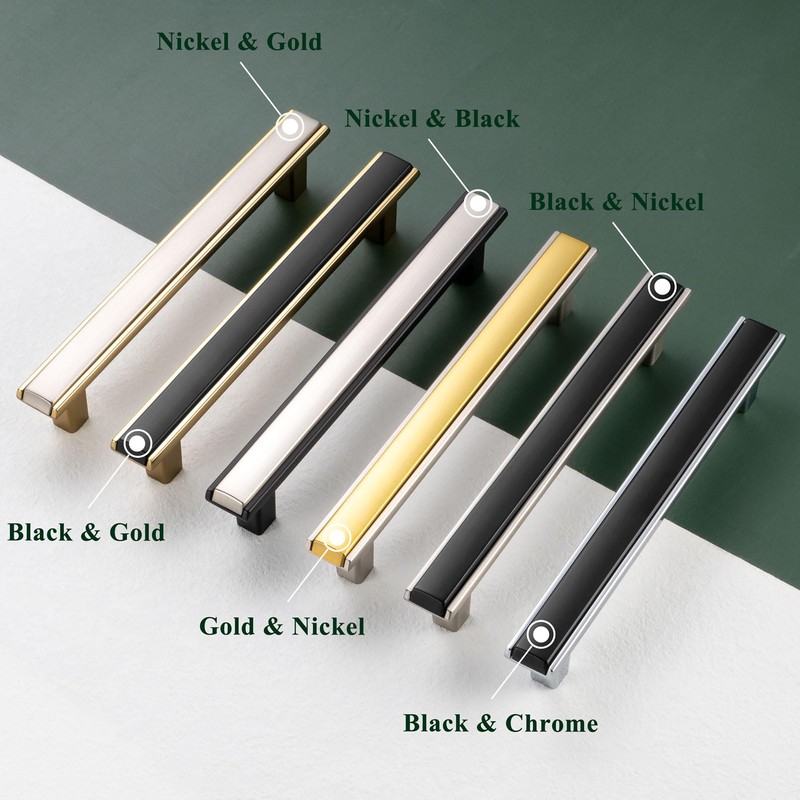 BEROSSA Black and Nickel Cabinet Pulls Matte Black and Brushed