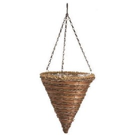 Panacea No. 88636 12 Inch, Rope & Fern Wicker Cone Hanging Basket Planters - Quantity 2