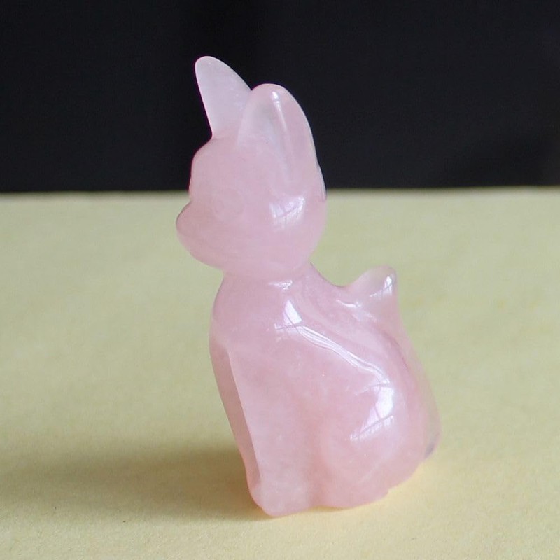 HLbshi Hand Carved Gemstone Crystal Abyssinian cat Figurine Animal Statue