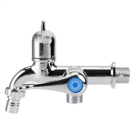 Water Tap Faucet Sink Basin Single Cooler Mixer Tap Double Spout Double Switch for Washing Machine Kitchen Sink Garden (Tail Handle)