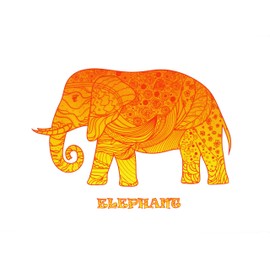 Half a Donkey The Orange Zentangle Elephant Design - Large Cotton Tea Towel