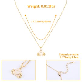 Chicgrowth Preppy Smile Pendent Necklace White Smiley Cute Funny Necklaces Gifts for Women, Gold Plated Chain Necklace Preppy Summer Neckalce Trendy Jewelry Gift for Her