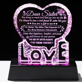 YWHL Sister Birthday Gifts from Sister Brother, Gifts for Sister from Brother, to My Sister Gifts Crystal Heart Keepsake, Christmas Mother's Day Present for Sister