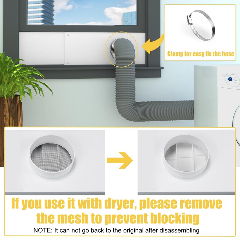 Powrocket Dryer Vent Window Kit for 4in Dryer Vent Hose,