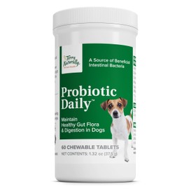 Terry Naturally Probiotic Daily - Balance Intestinal Microflora with Digestive Health Tablets - Dog Probiotic Supplement for Gut Health - Canine Probiotic for Bowel Support - 60 Chewable Tablets