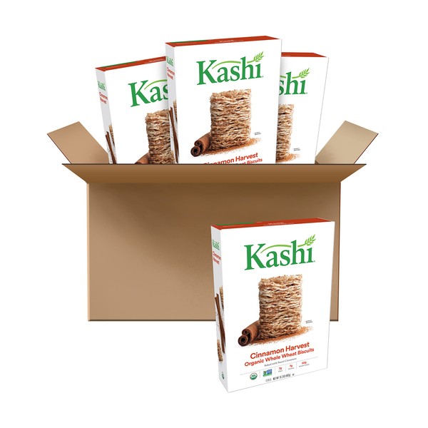 Kashi Organic Cinnamon Harvest Breakfast Cereal, Vegan, Box, 1.01 lb, 65.2 Oz, Pack of 4
