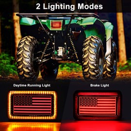MOVOTOR ATV Tail Light with DRL US Flag Design Brake Light Smoke Lens for ATV UTV Yamaha Grizzly Viking Rhino Big Bear Kodiak Bruin Wolverin Bear Tracker