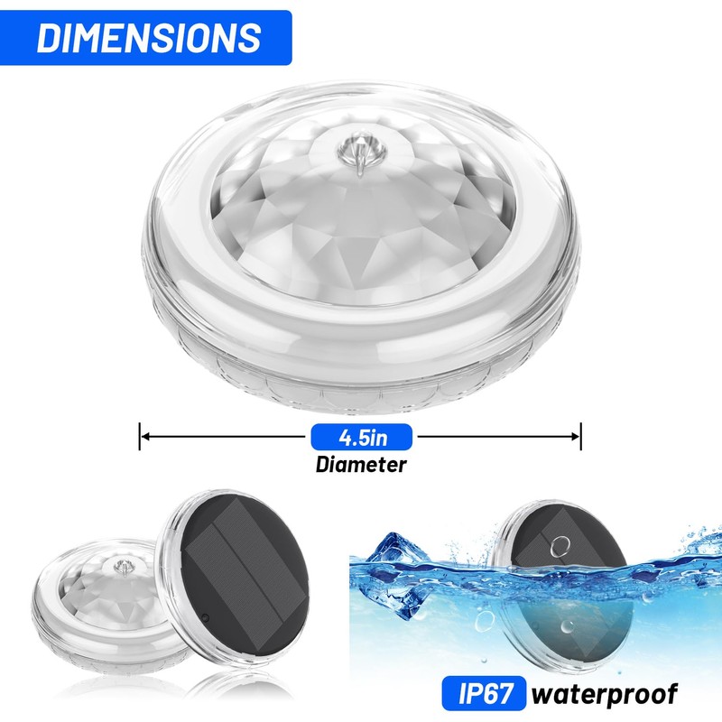 ivotow Pool Lights,Solar Rechargeable Floating,Pool Lights That Float with Remote