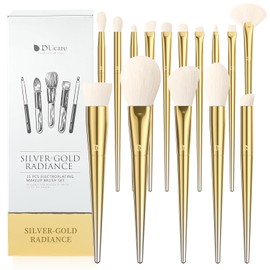DUcare Brochas de Maquillaje 15Pcs Juego de Brochas de Maquillaje Con Soporte Base de Polvo Sintético Premium, Contorno, Colorete, Corrector, Sombra de Ojos, Delineador de Mezcla, Kit de Brochas de Ma