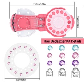 LJAPPLIED Hair Bedazzler Kit, Hair Decoration Kit, Hair Bling Gems Machine, Hair Gem Stamper, Hair Glam Bling Styling Tool with 180 Hair Gems, for Girls Kids