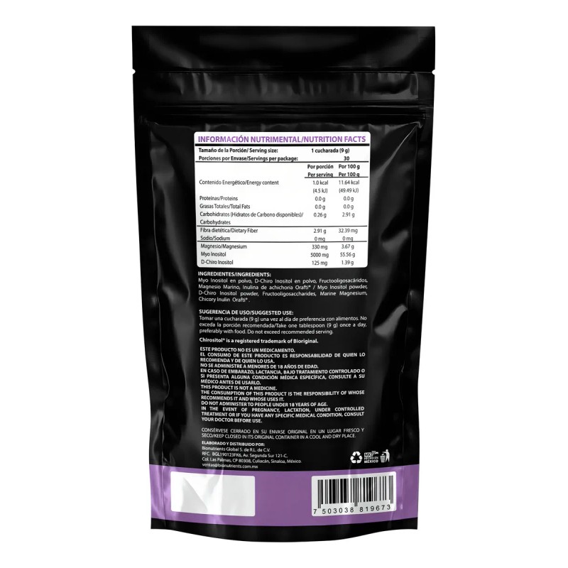 Myo Y Chiro Inositol Con Inulina Y Magnesio 270gr Wellthy